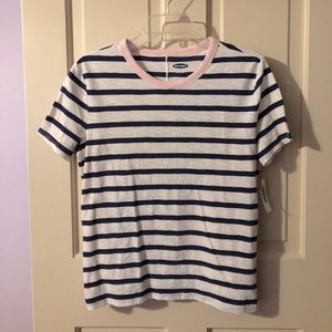 NWT Old Navy Striped T-Shirt with Pink Collar